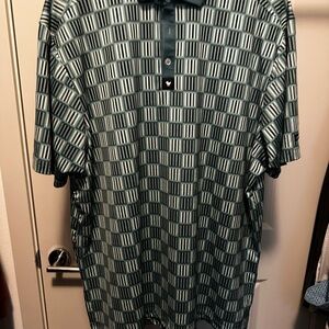 Bad Birdie Green Polo with Geometric Pattern